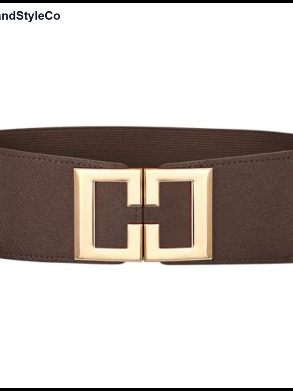 Wide Stretch Waist Belt for Dresses Double Buckle Gold
